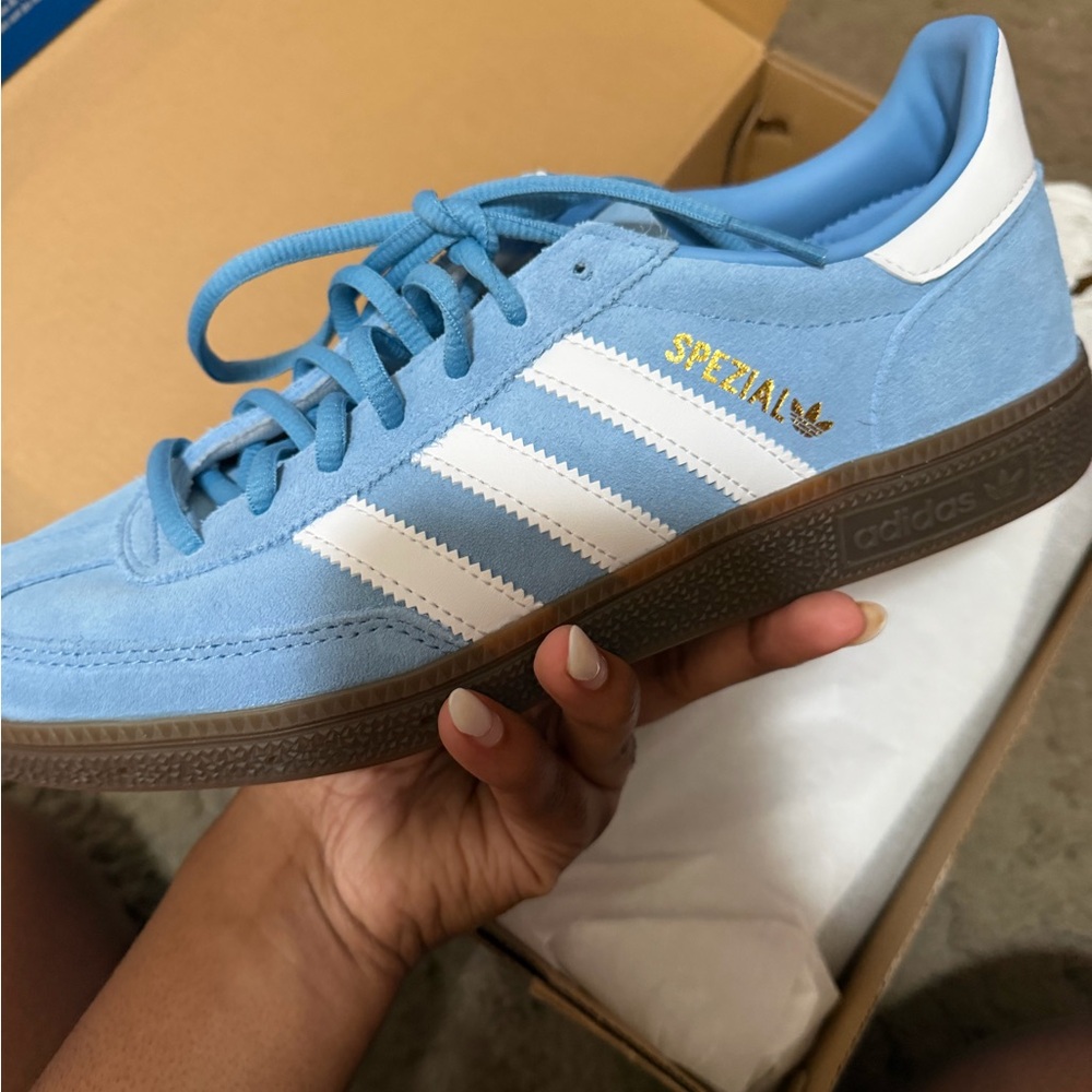 Adidas Spezial Light Blue and White Trainers